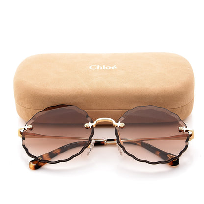 Chloe Rosie Bevelled Round Sunglasses CE142S Gold Gradient Brown 7 of 7