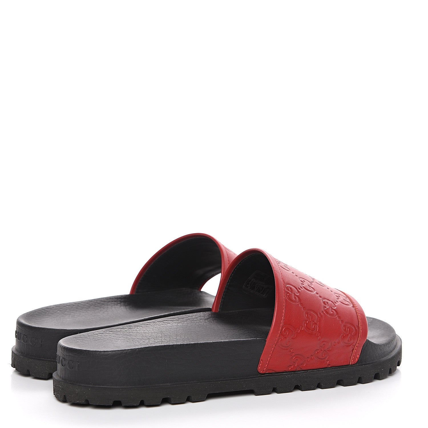 Gucci Guccissima Signature Mens Lug Sole Slide Sandals 8 Hibiscus Red 4 of 7
