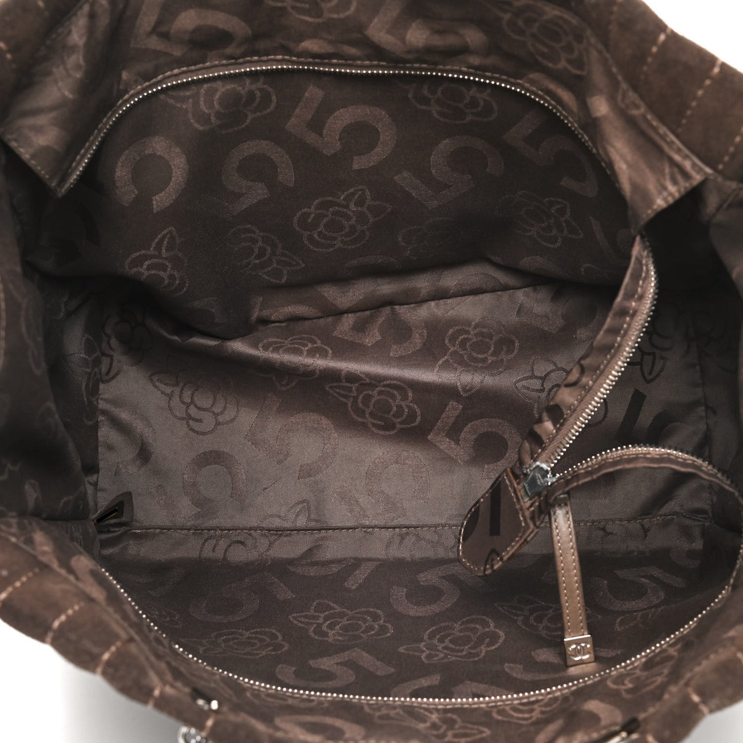 Suede Quilted Vertical Tote Brown