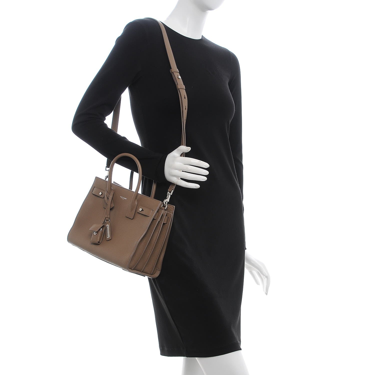 Saint Laurent Grained Calfskin Baby Sac De Jour Souple Taupe 2 of 7
