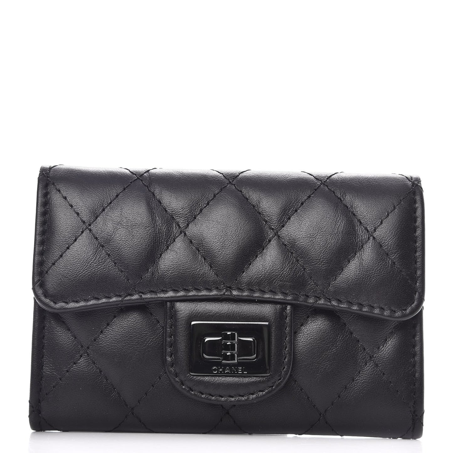 Aged Calfskin Quilted Reissue Flap Card Holder So Black