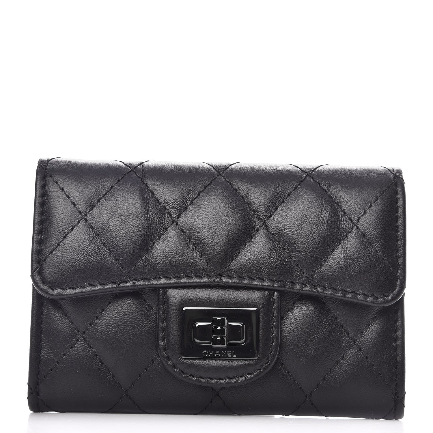 Chanel Aged Calfskin Quilted Reissue Flap Card Holder So Black 1 of 8
