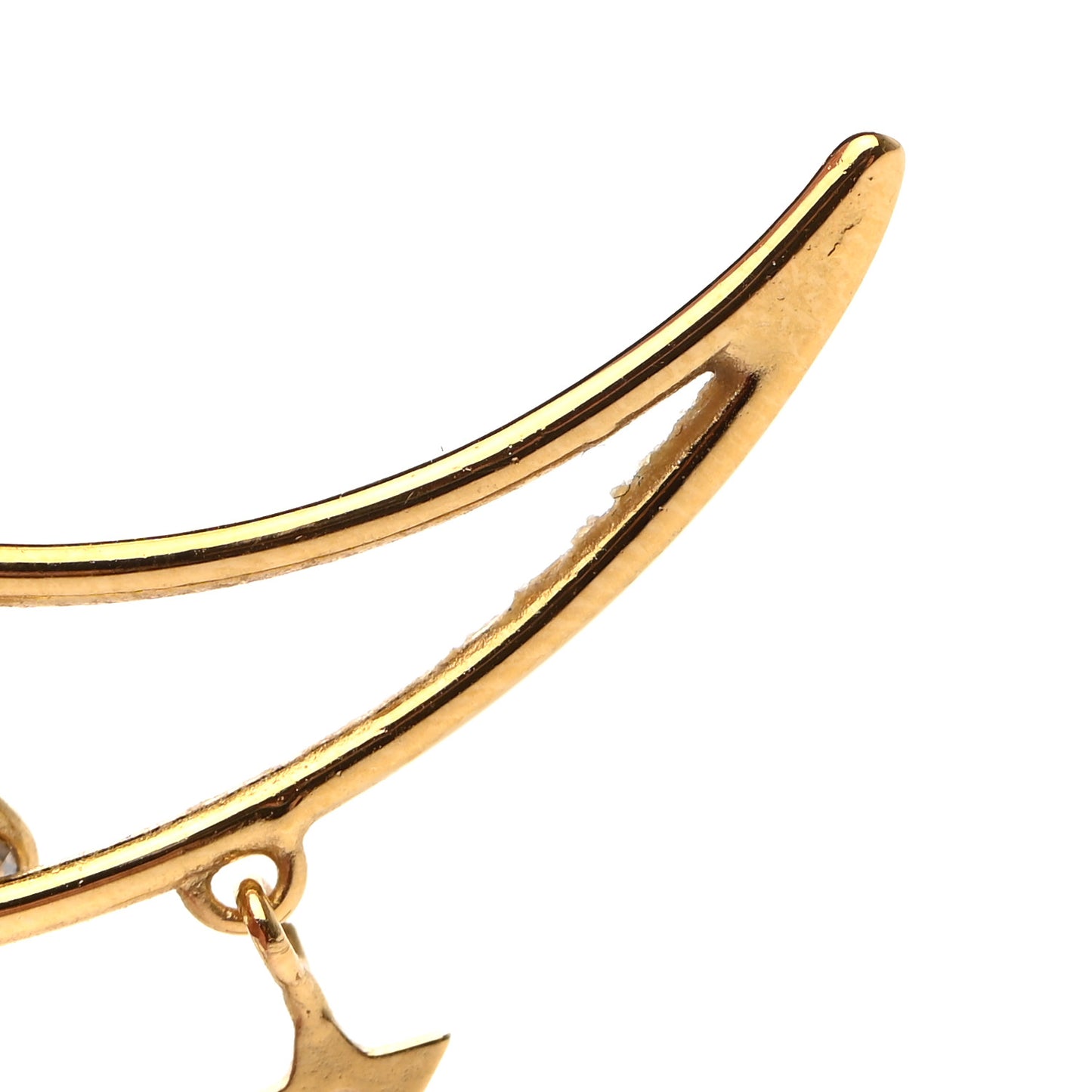 Crystal Charms Double Hoop Earrings Gold White