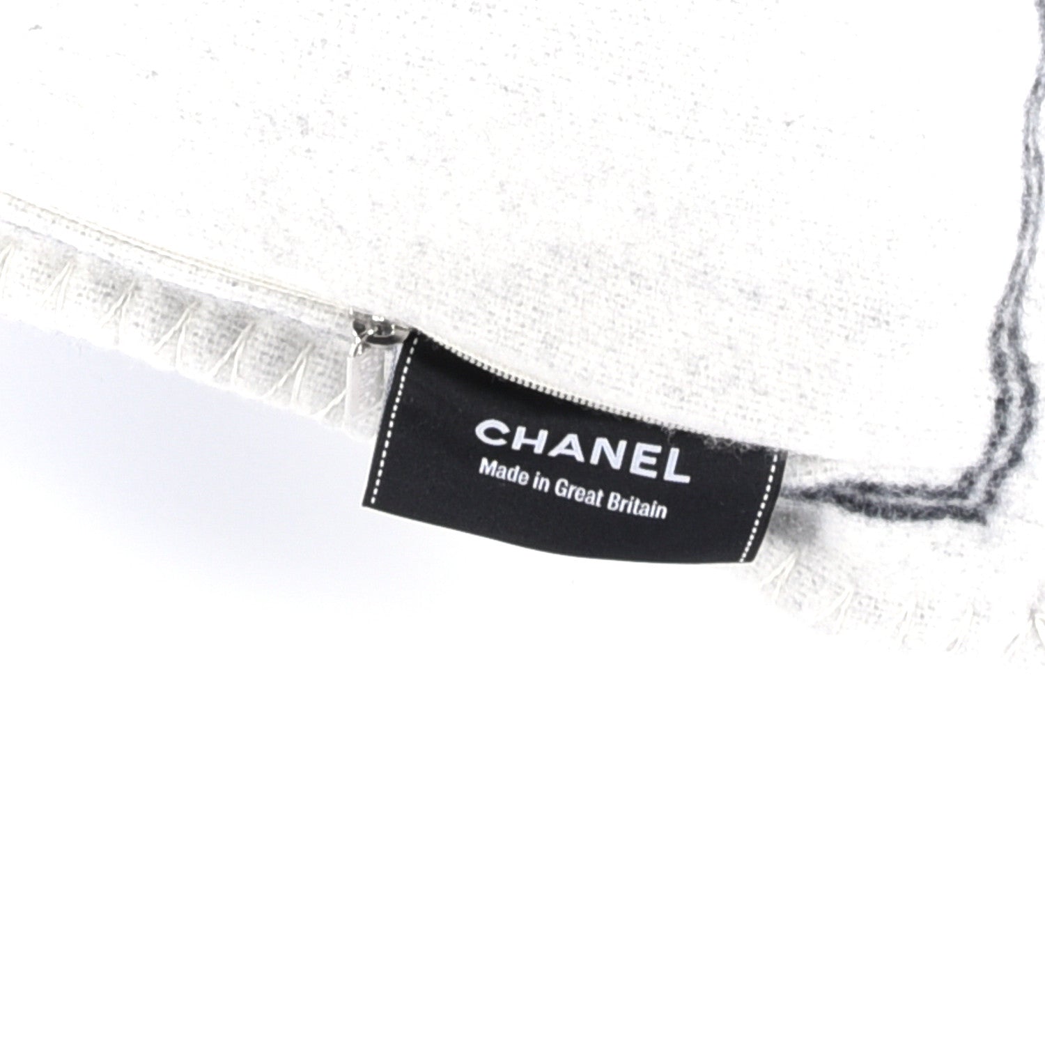 Chanel Merino Wool Cashmere CC Pillow Black Beige 3 of 3