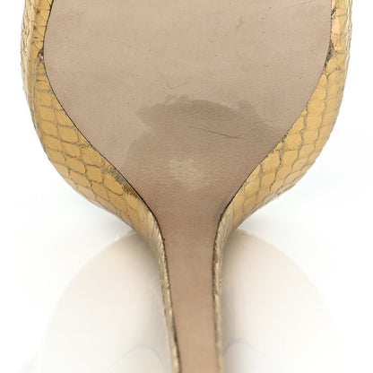 Jimmy Choo Snakeskin Embossed Tesca 100 Sandals 41 Gold 9 of 12