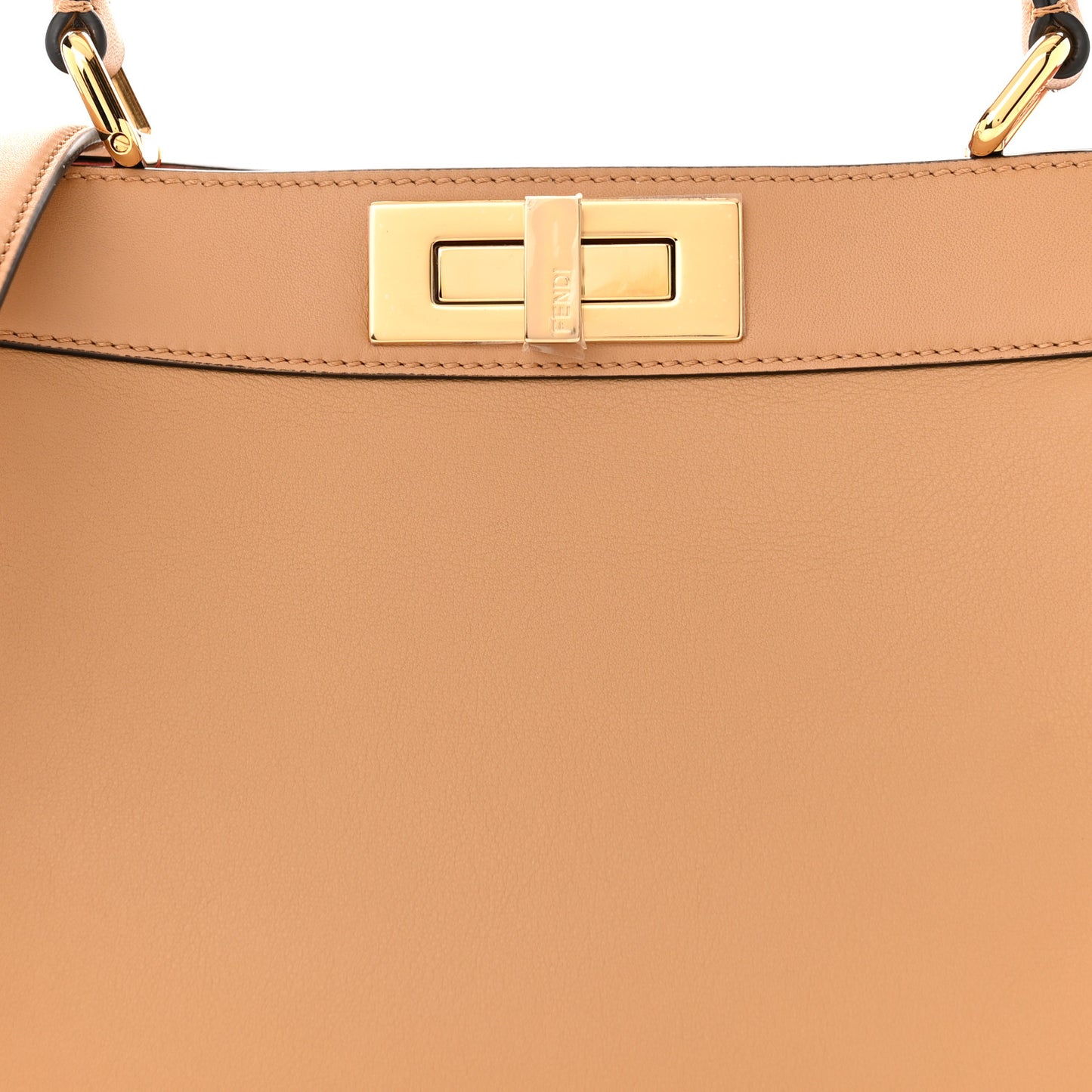 Vitello Seta Nappa FF Striped Embossed Medium Peekaboo I SEE U Satchel Miele Scuro Multicolor