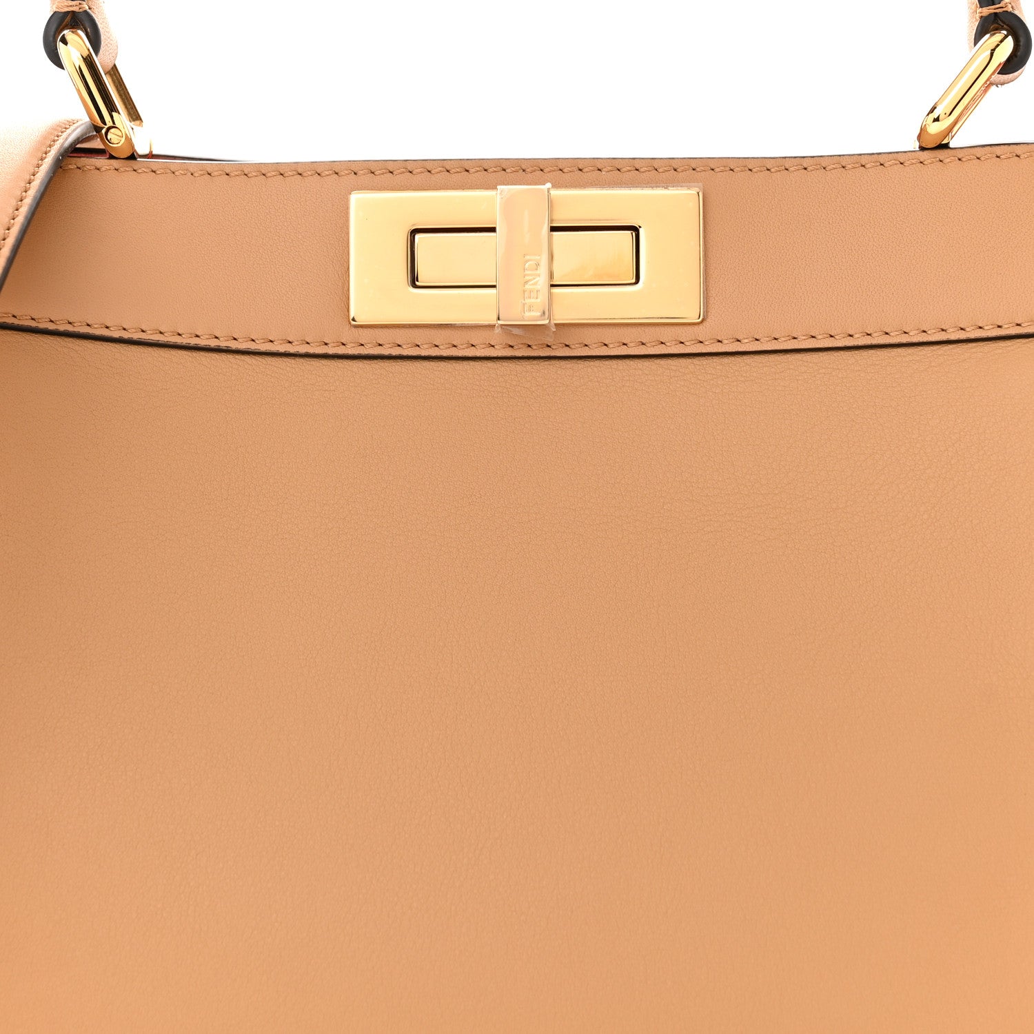 Fendi Vitello Seta Nappa FF Striped Embossed Medium Peekaboo I SEE U Satchel Miele Scuro Multicolor 9 of 11