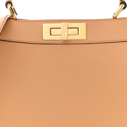 Fendi Vitello Seta Nappa FF Striped Embossed Medium Peekaboo I SEE U Satchel Miele Scuro Multicolor 9 of 11