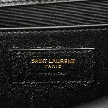 Saint Laurent Calfskin Crocodile Embossed Medium Classic Monogram Kate Tassel Satchel Black Blue 6 of 11