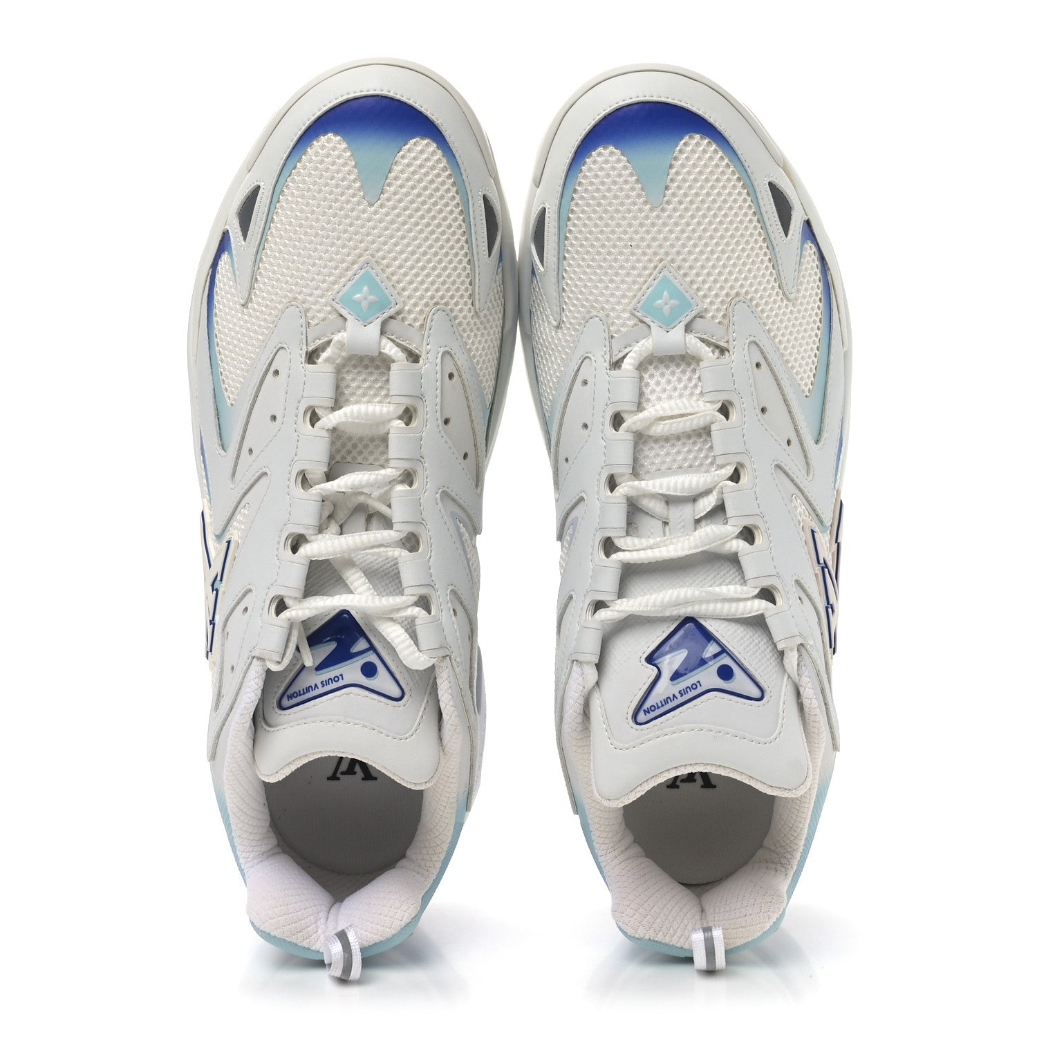 Louis Vuitton Calfskin Mesh Mens LV Runner Tatic Sneakers 11 Blue 2 of 8