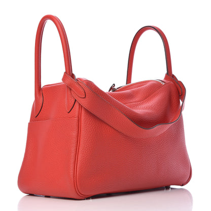 Hermes Taurillon Clemence Lindy 30 Rouge Casaque 3 of 16