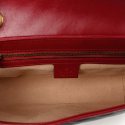 Gucci Vintage Effect Calfskin Matelasse Diagonal Small Torchon GG Marmont Shoulder Bag Black Romantic Cherry 5 of 10