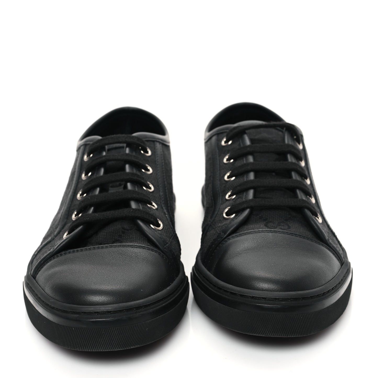 GG Monogram Calfskin Womens Low Top Sneakers 38 Piombo Black
