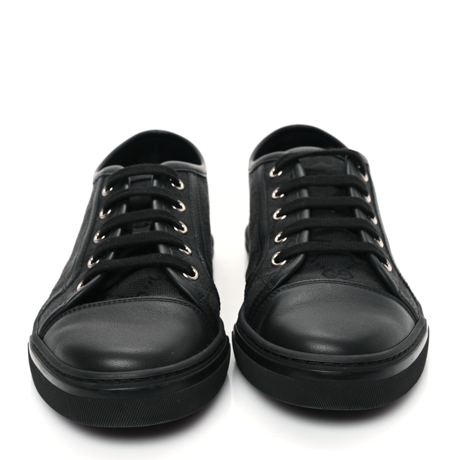 Gucci GG Monogram Calfskin Womens Low Top Sneakers 38 Piombo Black 2 of 9