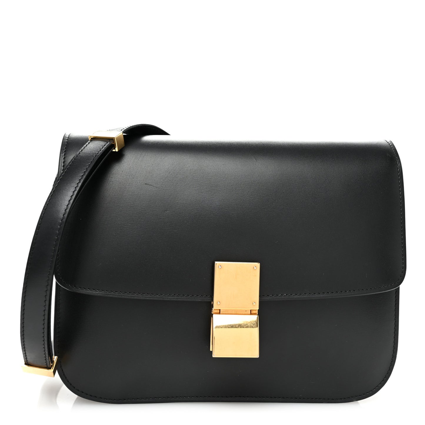 Box Calfskin Medium Classic Box Flap Bag Black