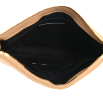 Saint Laurent Calfskin Matelasse Chevron Monogram A5 Wristlet Dune 5 of 8