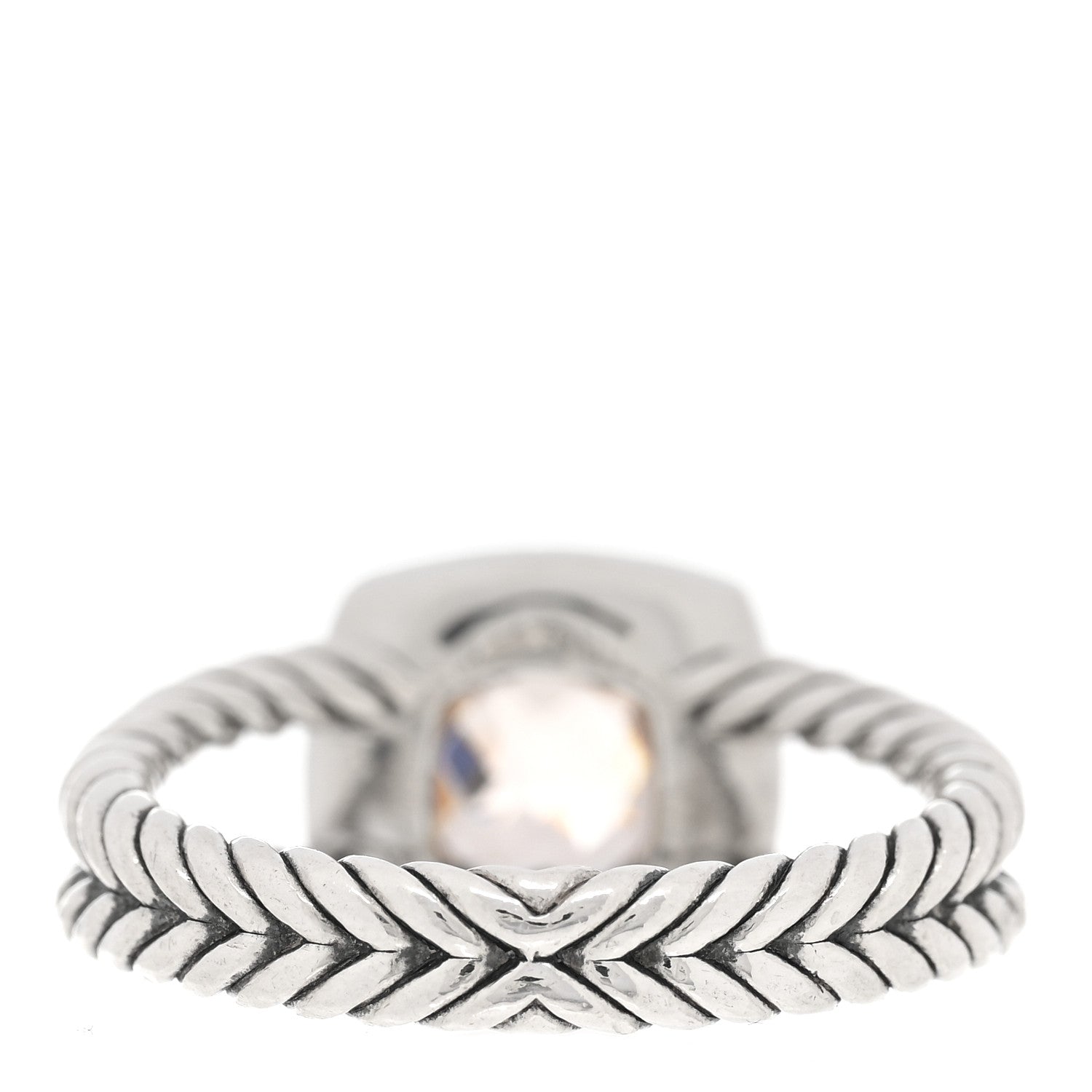 David Yurman Sterling Silver Diamond Morganite 7mm Petite Albion Ring 57 8 3 of 4