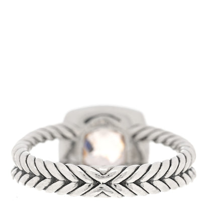 David Yurman Sterling Silver Diamond Morganite 7mm Petite Albion Ring 57 8 3 of 4