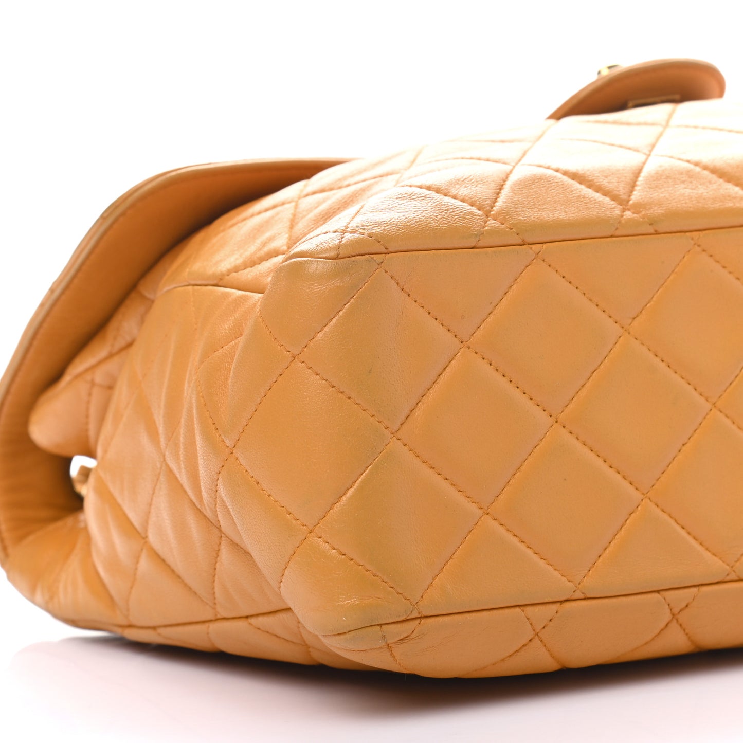Lambskin Quilted Jumbo Single Flap Beige