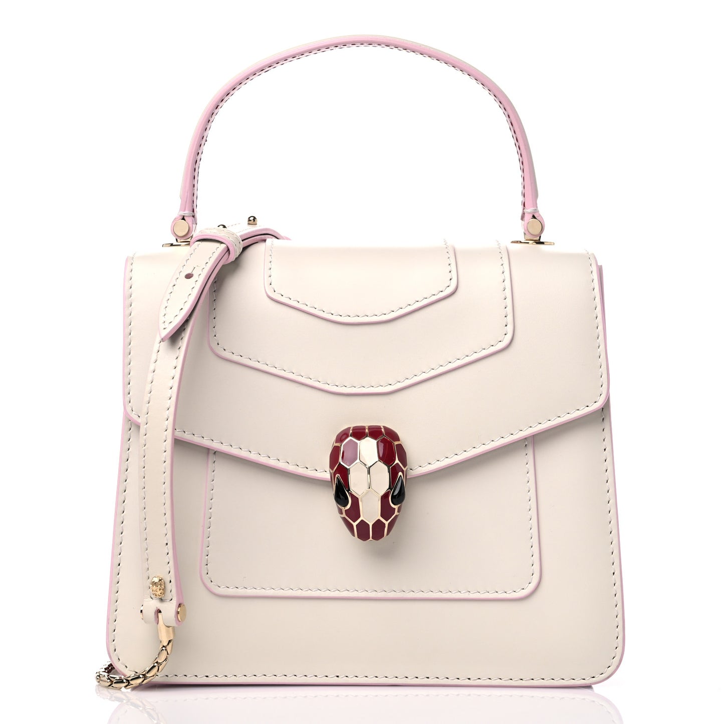 Calfskin Serpenti Forever Top Handle White
