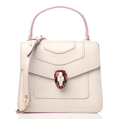 Bulgari Calfskin Serpenti Forever Top Handle White 3 of 12