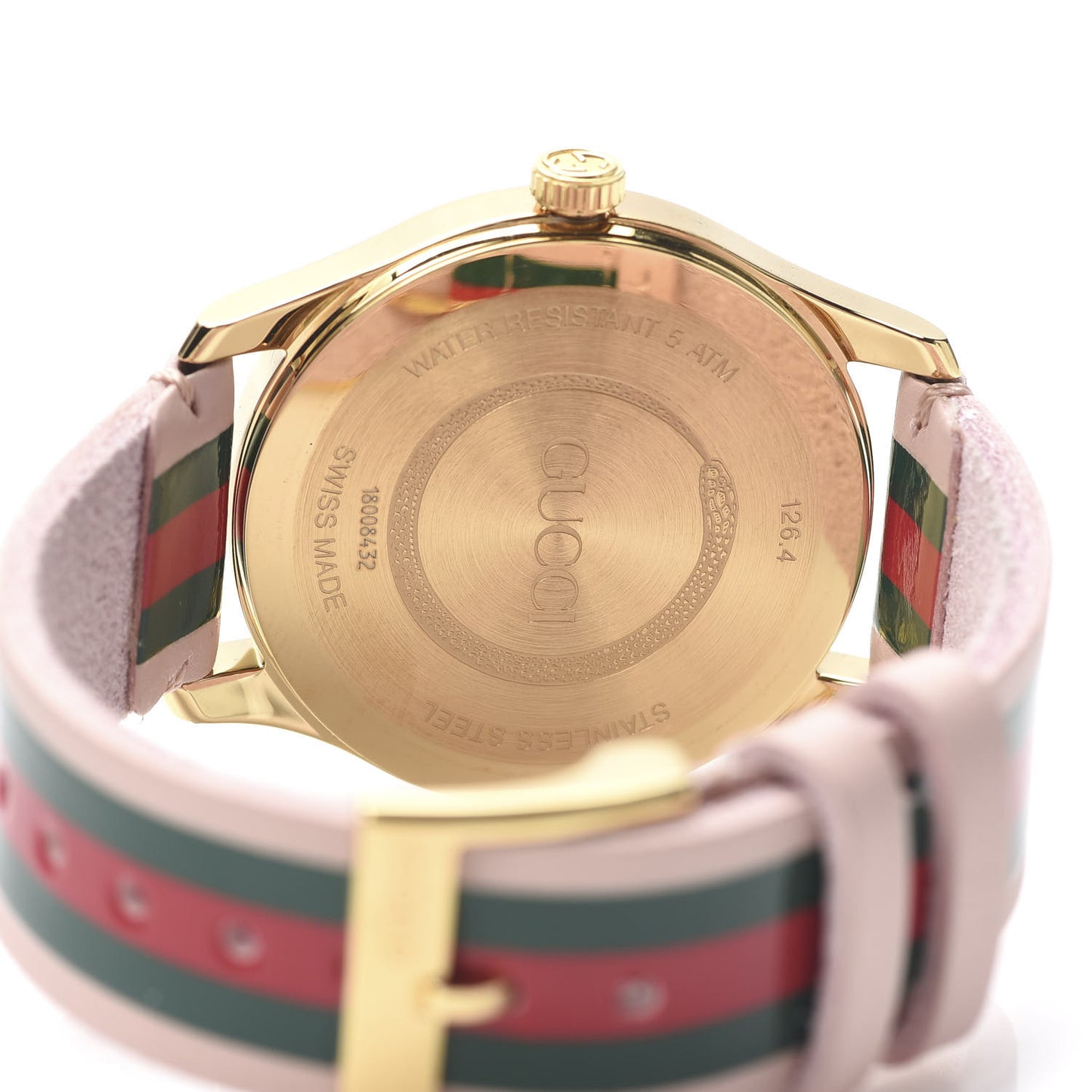 Stainless Steel Calfskin 38mm G-Timeless Stripe Web Quartz Watch Pink