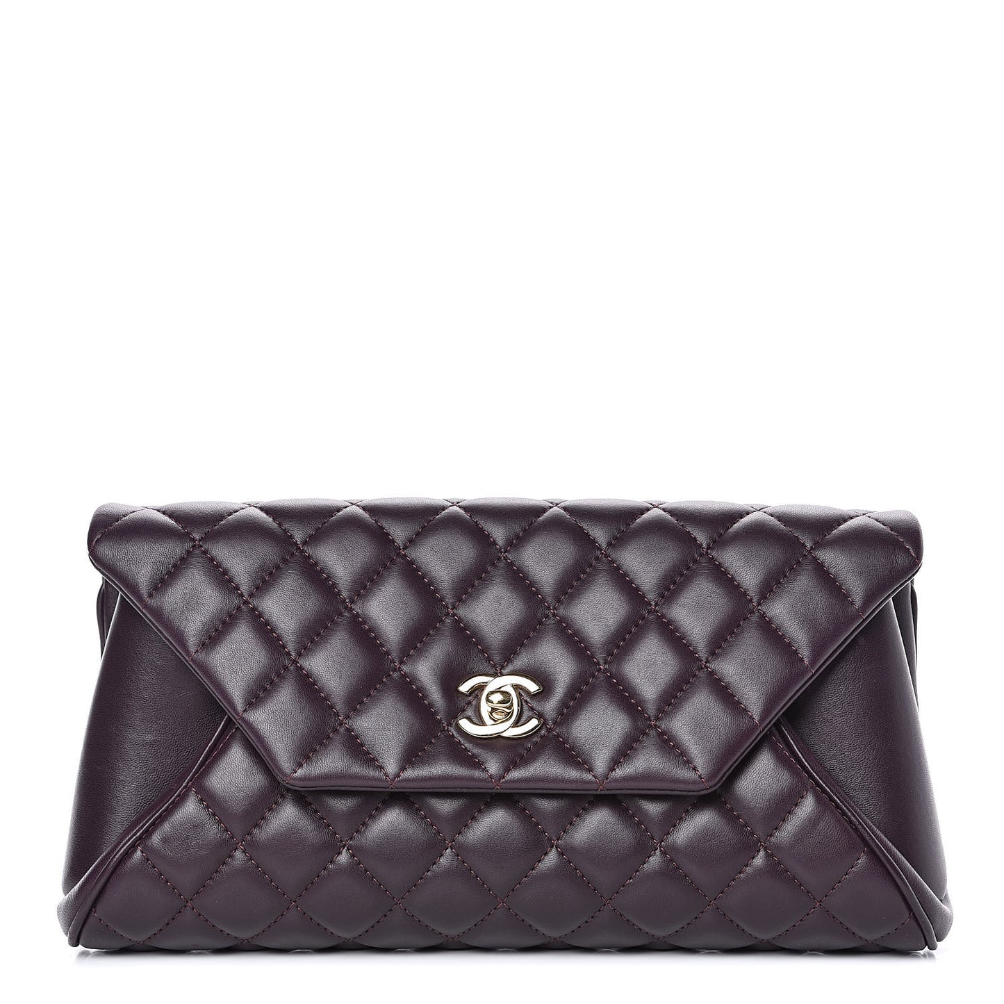 Lambskin Quilted Fold Up Again Clutch Purple