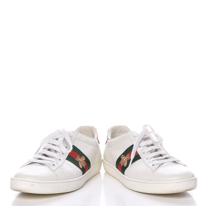 Gucci Calfskin Ayers Bee Embroidered Womens Ace Sneakers 37 White Green 7 of 23