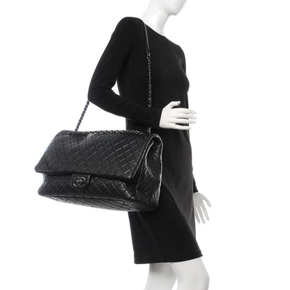 Chanel Calfskin Quilted XXL Travel Flap Bag Black 2 of 8