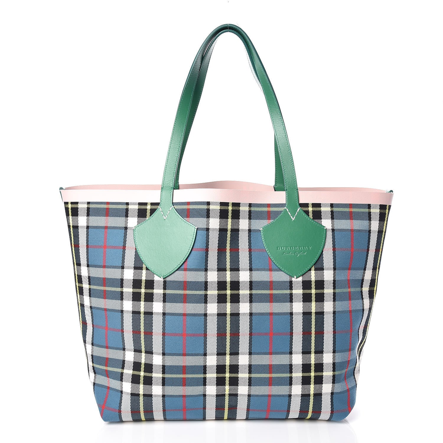Burberry Vintage Check Large The Giant Reversible Tote Palm Green Pink Apricot 4 of 13
