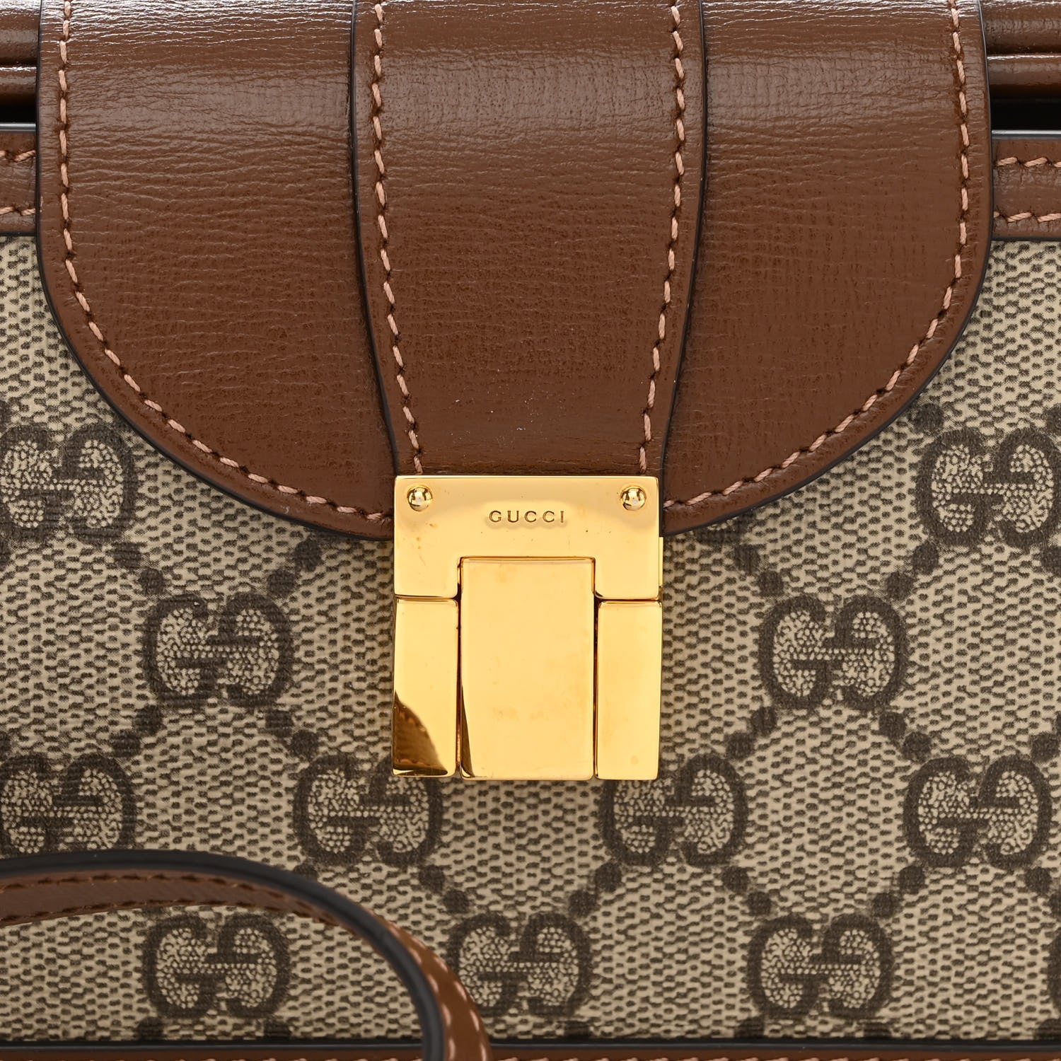Gucci GG Supreme Monogram Mini Clasp Bag Beige Brown 10 of 12