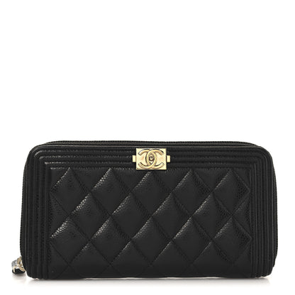 Chanel Caviar Quilted Boy Long Zip Around Wallet Black 1 of 8
