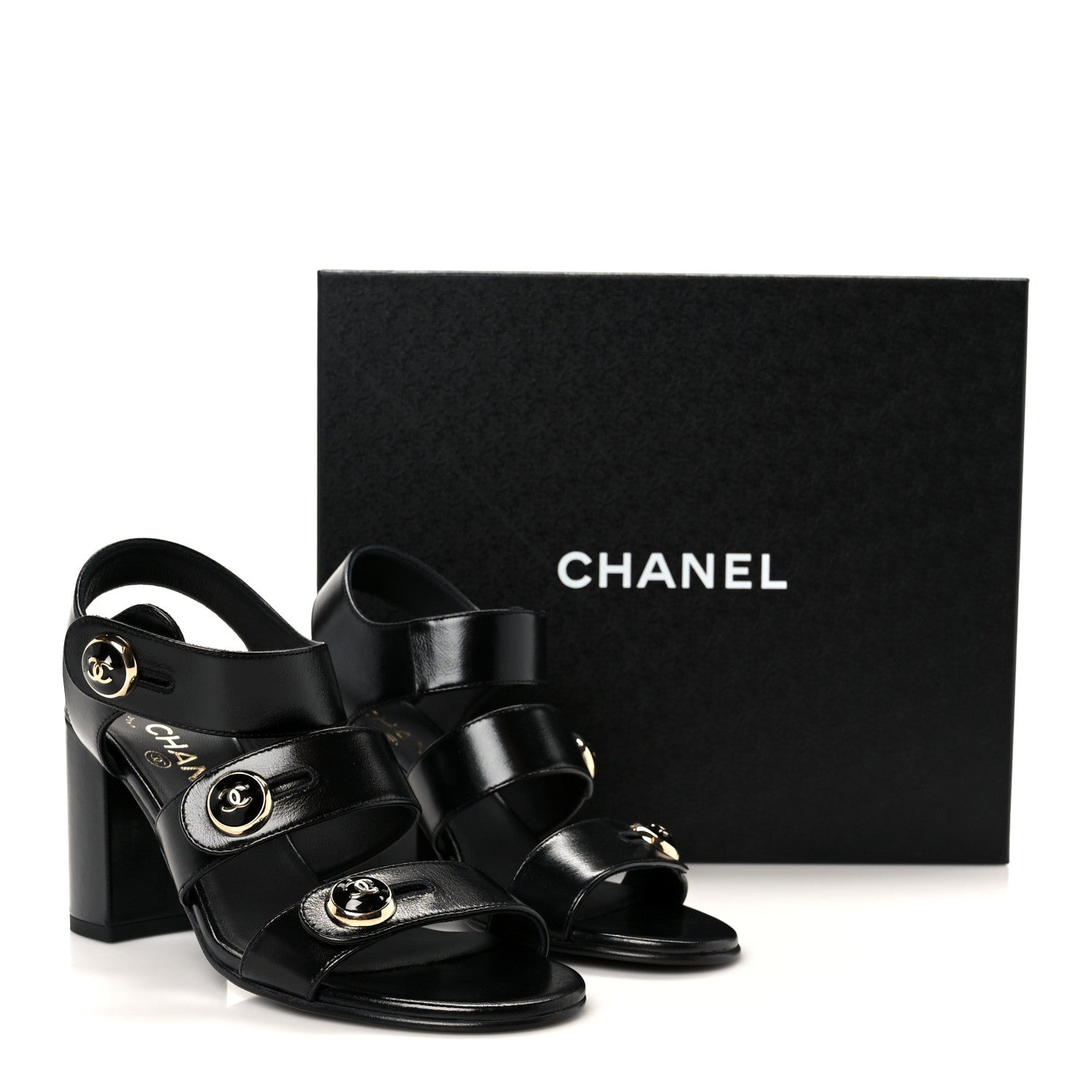 Chanel Shiny Calfskin CC Sandals 37 Black 1833662 – FASHIONPHILE