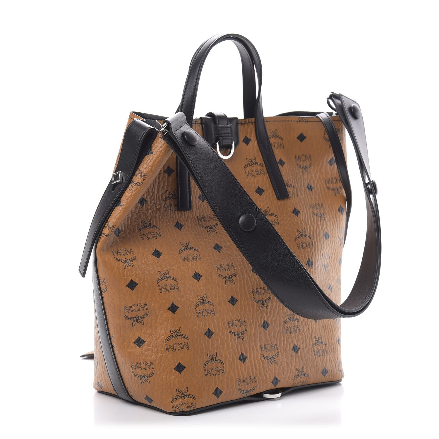 MCM Visetos Small Gunta Shopper Cognac Black 4 of 11