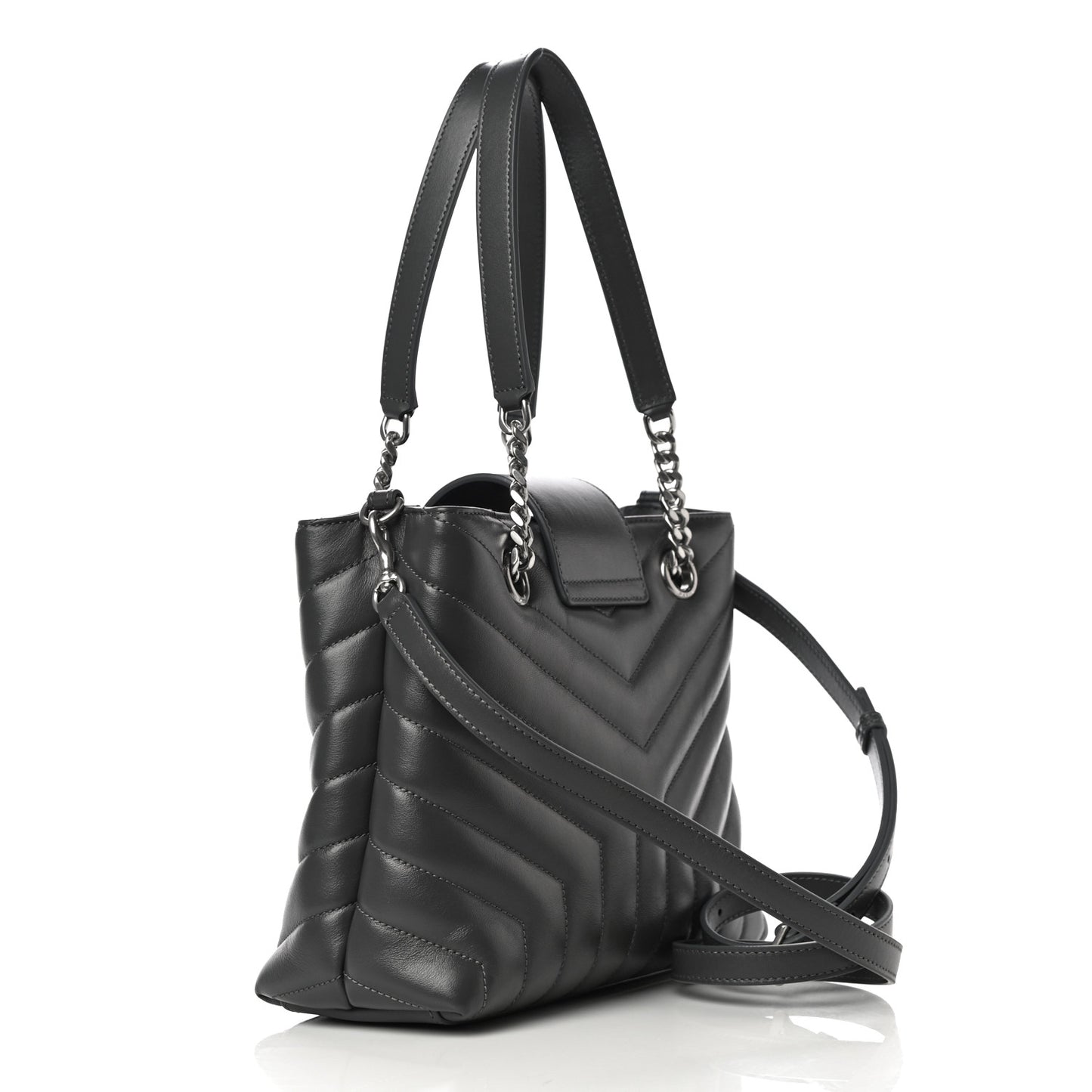 Calfskin Y Quilted Monogram Small Loulou Shopper Grey