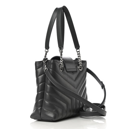 Saint Laurent Calfskin Y Quilted Monogram Small Loulou Shopper Grey 2 of 9