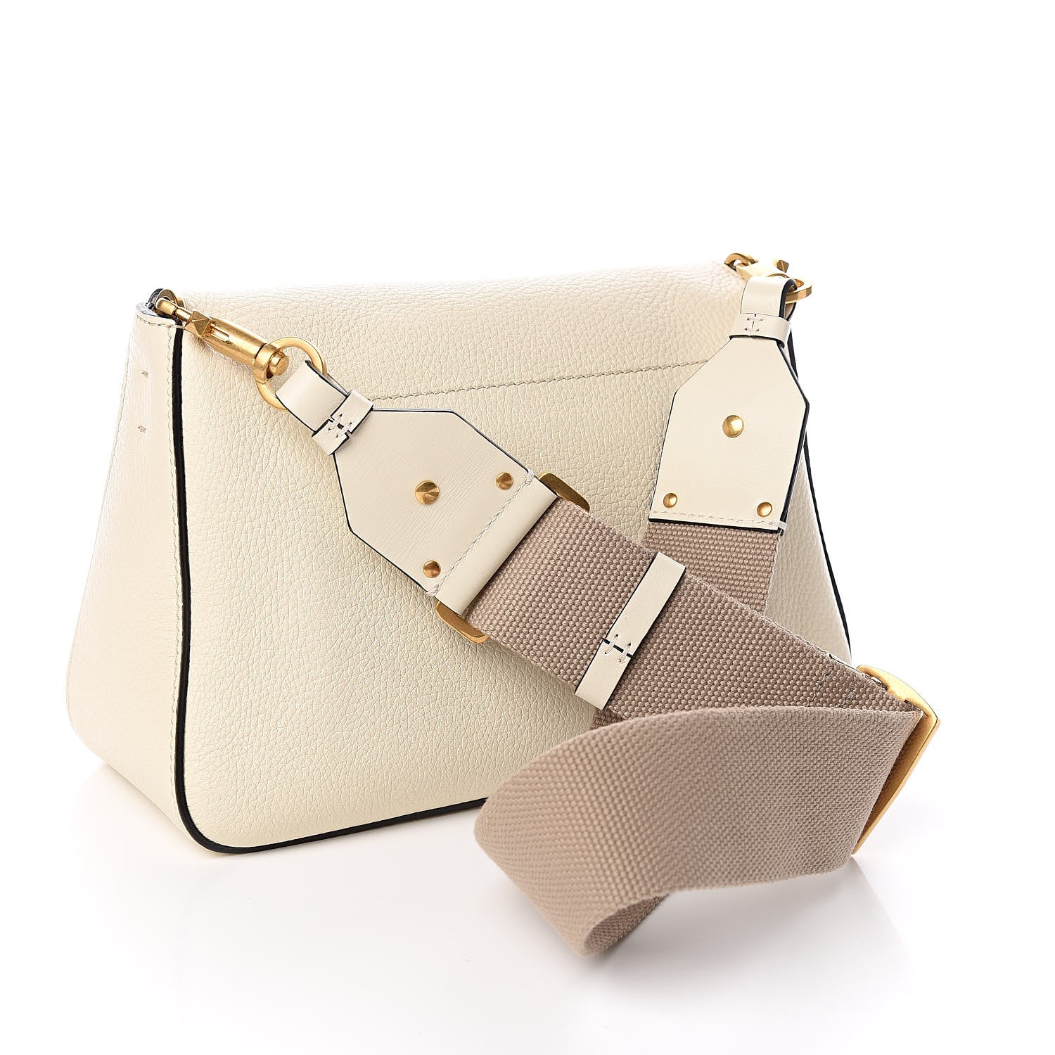 Valentino Garavani Pebbled Calfskin VRing Shoulder Bag Light Ivory 3 of 9