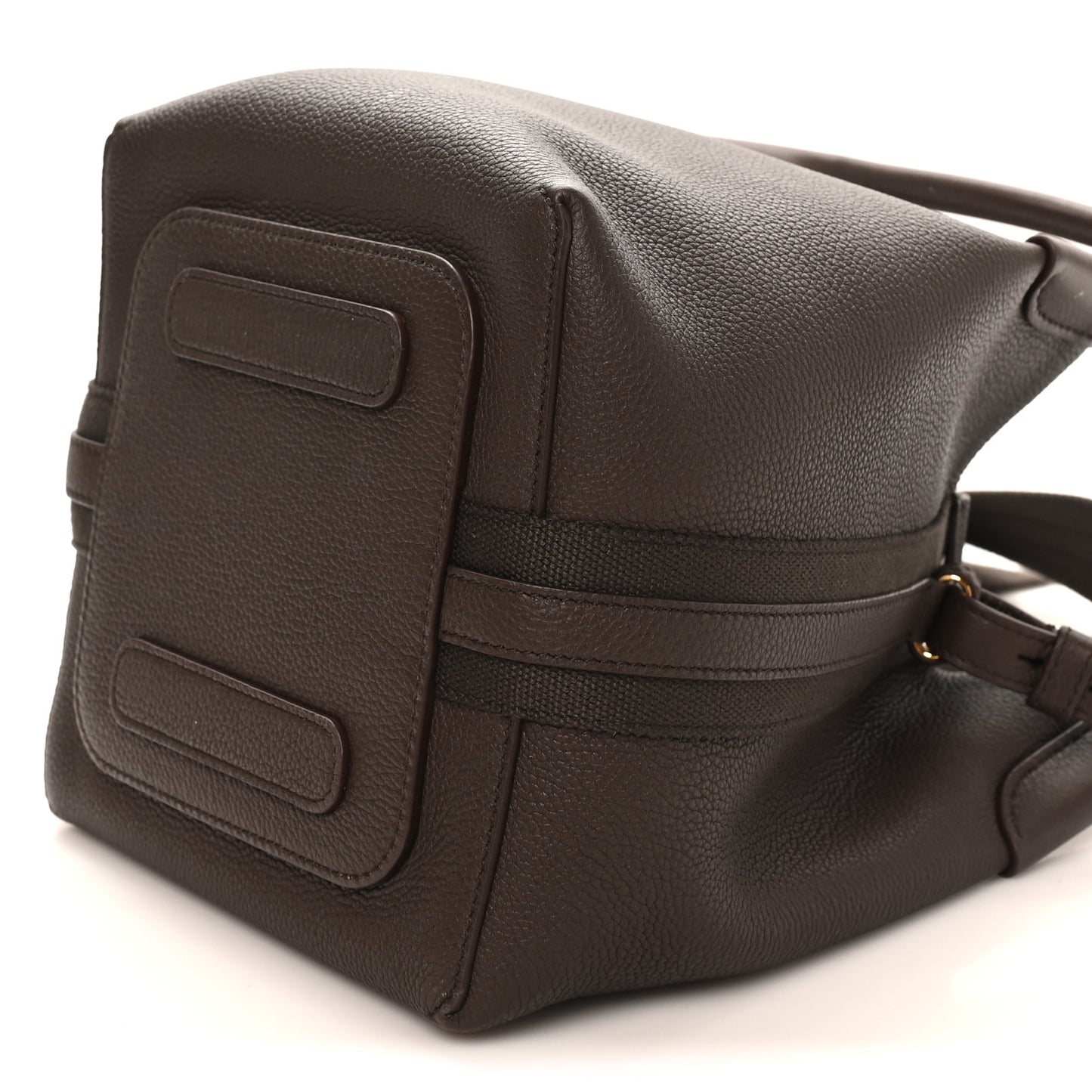 Grained Calfskin Small Bale Bag Dark Brown