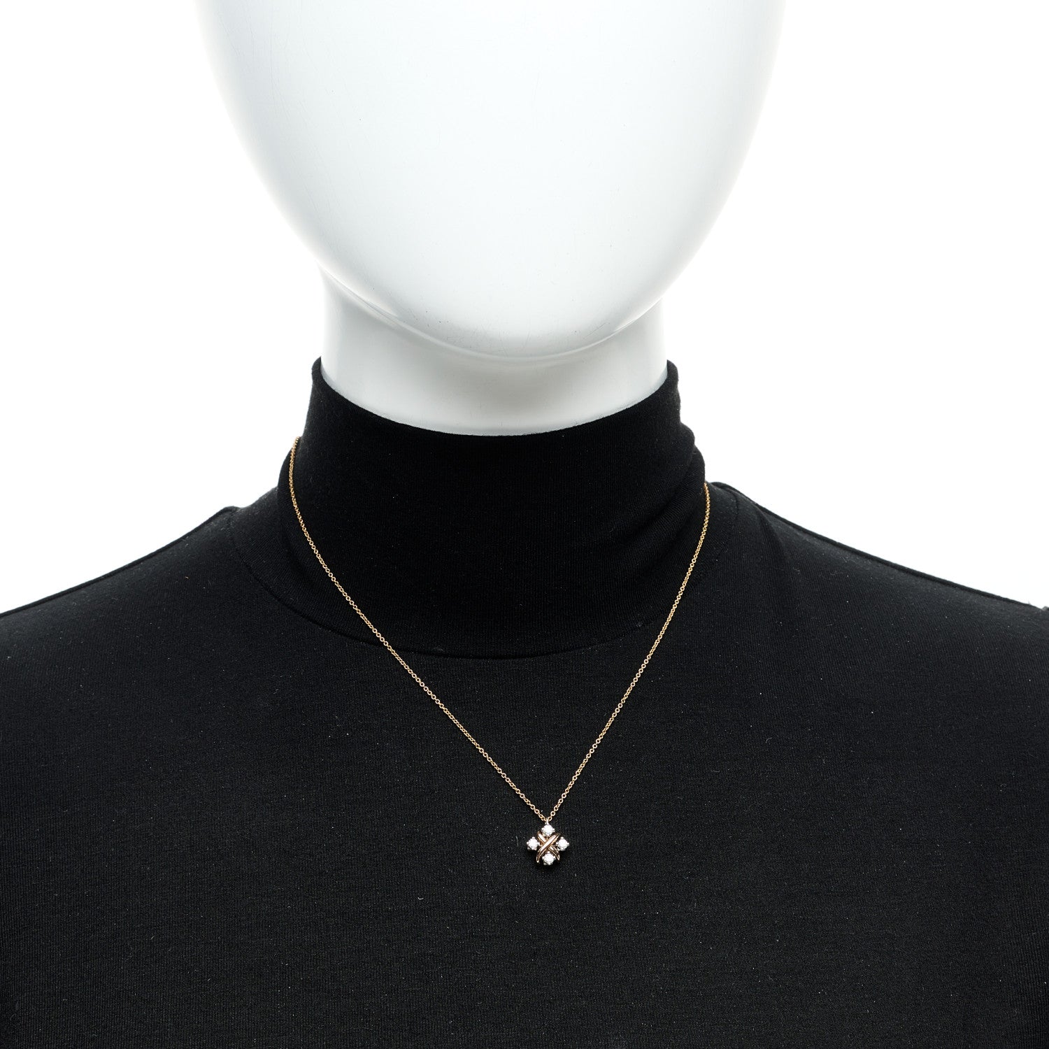Tiffany 18K Rose Gold Platinum Diamond Schlumberger Lynn Pendant Necklace 2 of 5