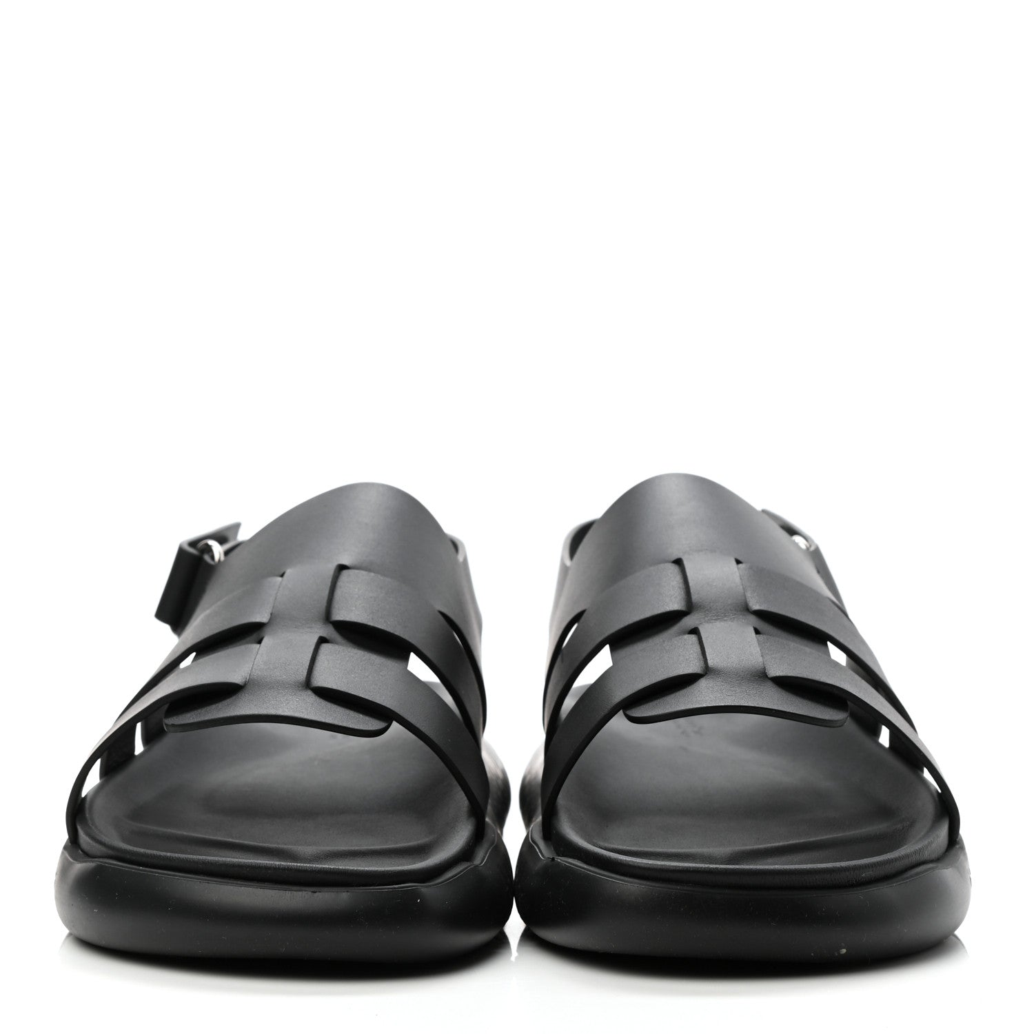 Hermes Calfskin Rubber Mens Doha Sandals 40 Black 2 of 8