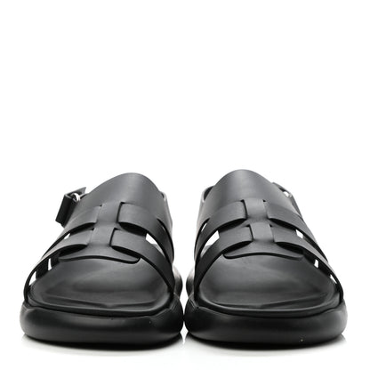 Hermes Calfskin Rubber Mens Doha Sandals 40 Black 2 of 8