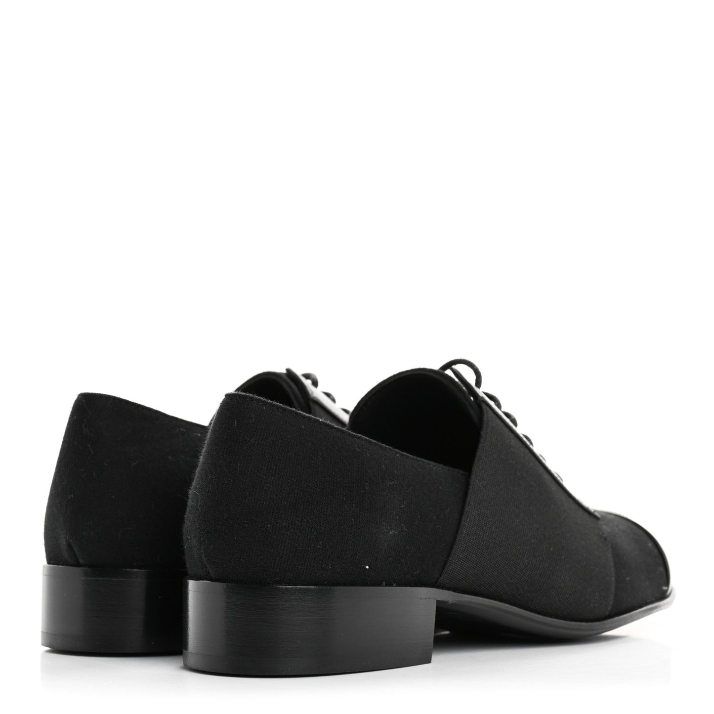 Calfskin Elastic Lace Up Cap Toe CC Loafers 37 Black