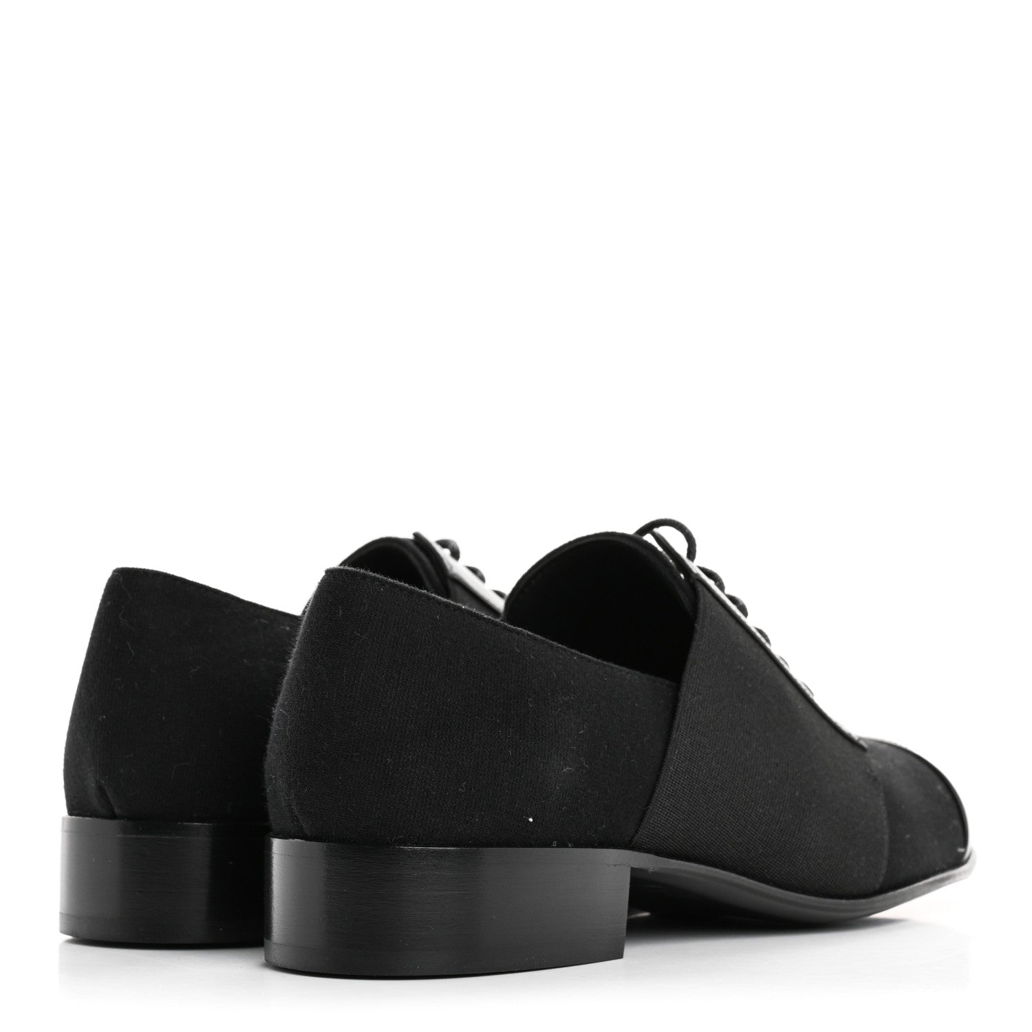 Chanel Calfskin Elastic Lace Up Cap Toe CC Loafers 37 Black 5 of 9