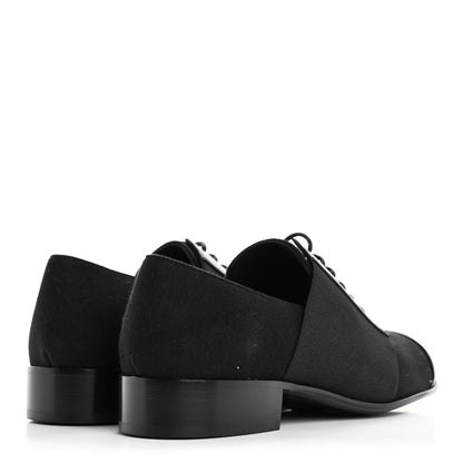 Chanel Calfskin Elastic Lace Up Cap Toe CC Loafers 37 Black 5 of 9
