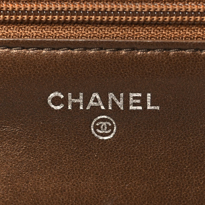 Chanel Metallic Lambskin Quilted Wallet On Chain WOC Bronze 6 of 9