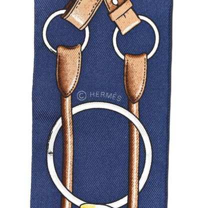 Hermes Silk Jumping Twilly Marine Gold Brun 3 of 4