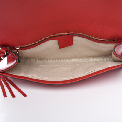 Gucci Pebbled Calfskin Medium Soho Clutch Red 7 of 9