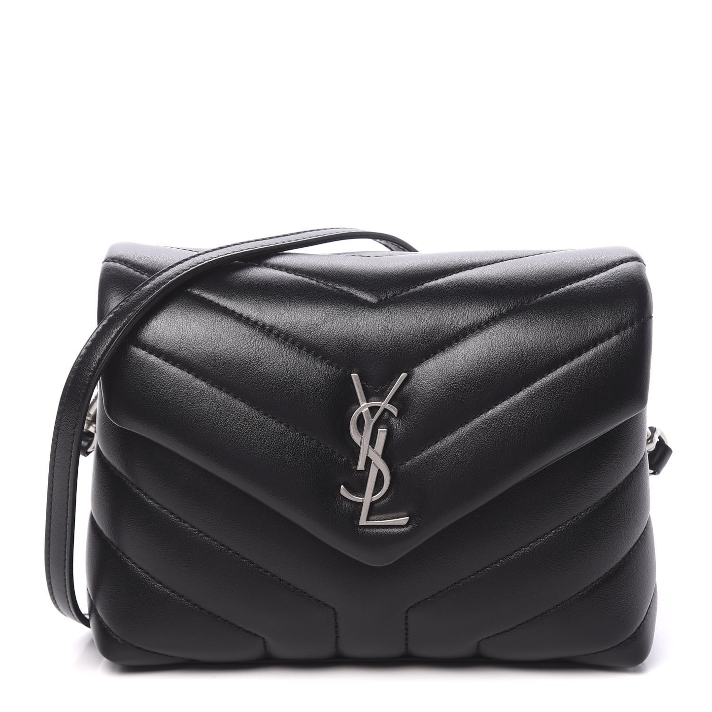 Calfskin Y Quilted Monogram Toy Loulou Crossbody Bag Black
