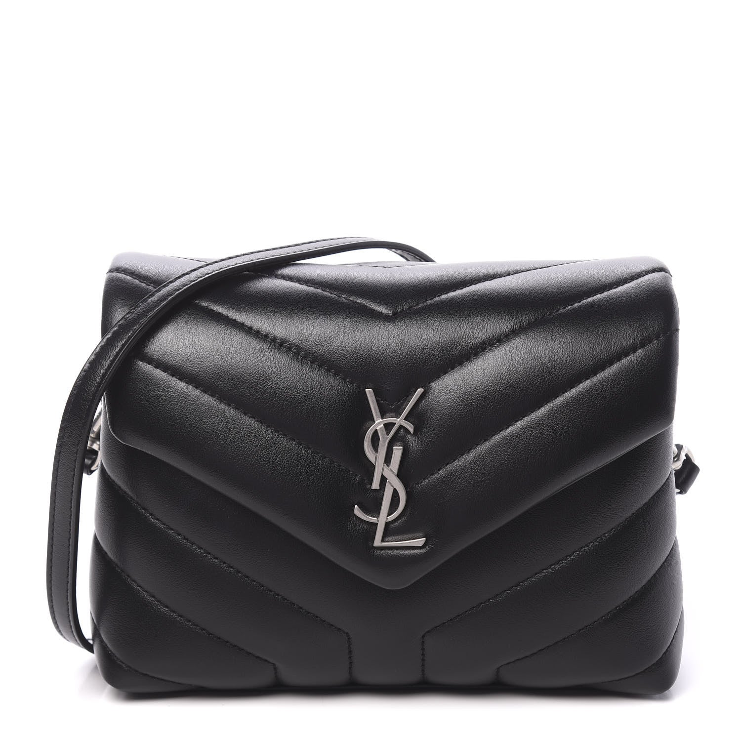 Saint Laurent Calfskin Y Quilted Monogram Toy Loulou Crossbody Bag Black 1 of 10