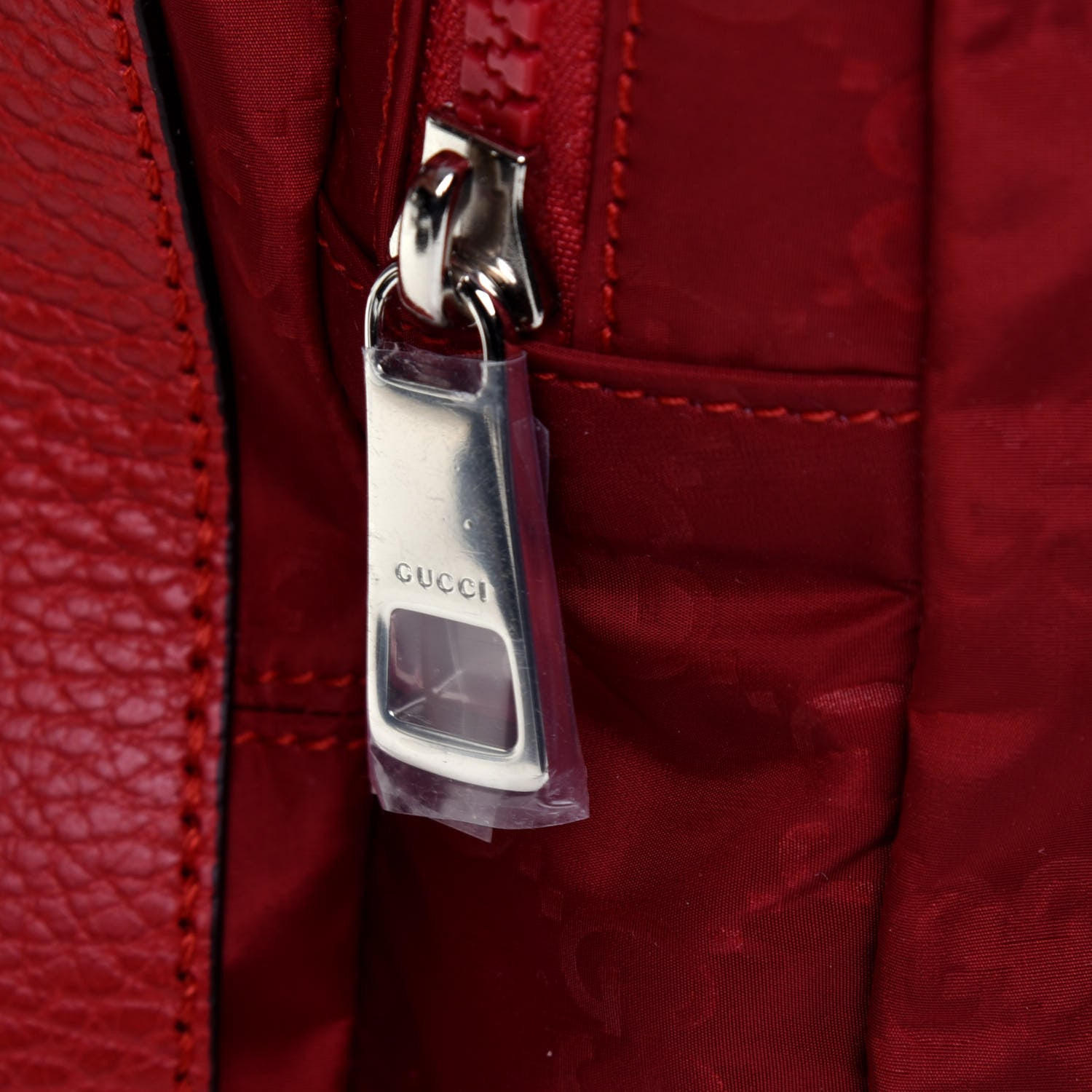 Gucci Nylon Monogram Dollar Calfskin Medium Light Double Buckle Backpack Vibrant Red 17 of 18
